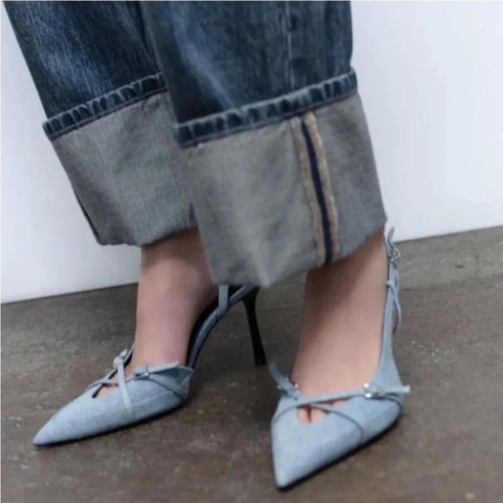Zara denim heels